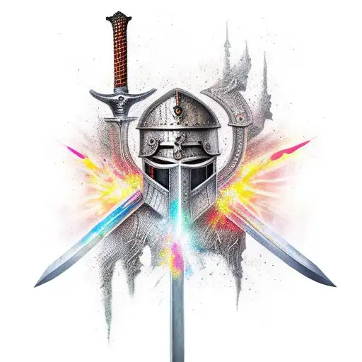 Sword of a ruined crusader tattoo design idea