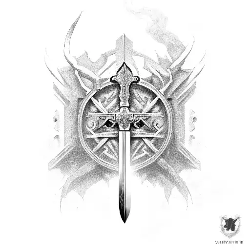 Sword of a ruined crusader tattoo design idea