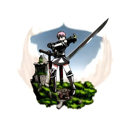 Sword of a ruined crusader tattoo design idea