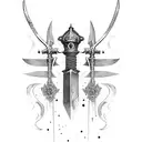 Sword of a ruined crusader tattoo design idea