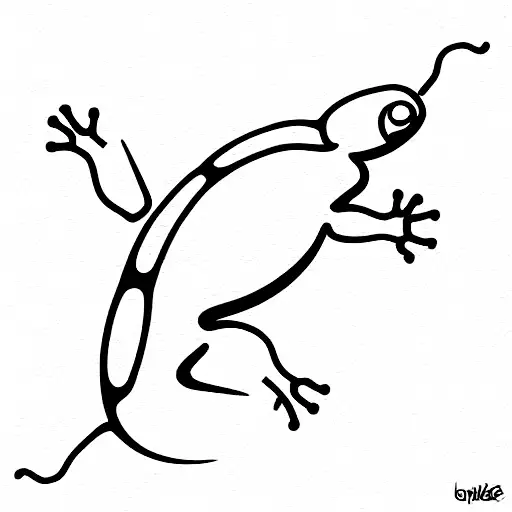 minimalist design that shows the outline of a gecko, with its recognizable parts of body. Wild and vibrant. tattoo design idea