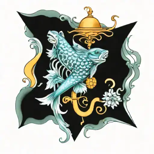 aquarius pisces leo scorpio tattoo design featuring  all symbols tattoo design idea