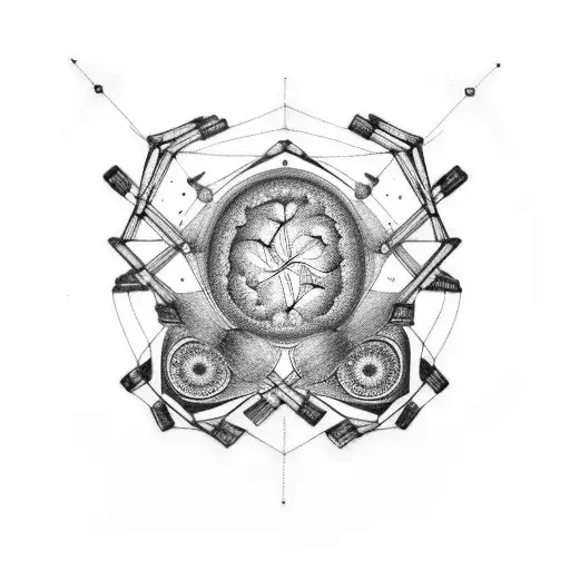 A mesmerizing tattoo of the Gemini constellation intertwined with a beautifully detailed brain tattoo design idea