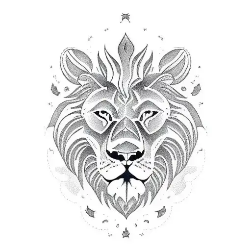 A traditional style tattoo depicting a family of lions working together to achieve success, with each lion representing a different family member. tattoo design idea