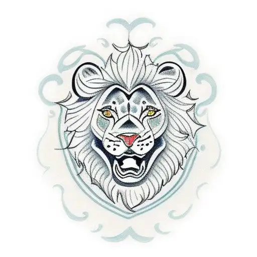 A traditional style tattoo depicting a family of lions working together to achieve success, with each lion representing a different family member. tattoo design idea