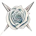 roses and sword tattoo design idea