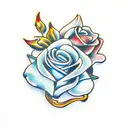 roses and sword tattoo design idea