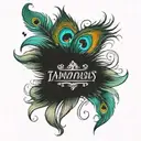 peacock feathers with name intertwined tattoo design idea