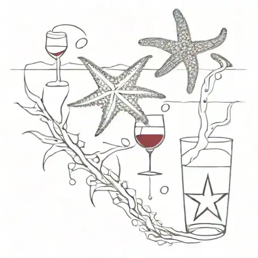 lake balton, wine, cheese, starfish, toothprint  tattoo design idea