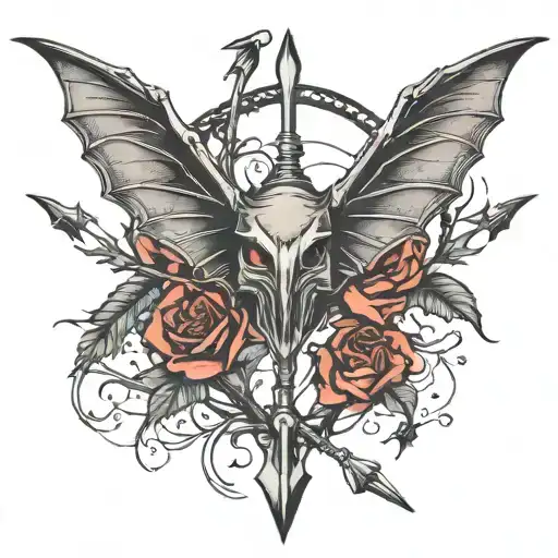 bow and arrow as bats  tattoo design idea