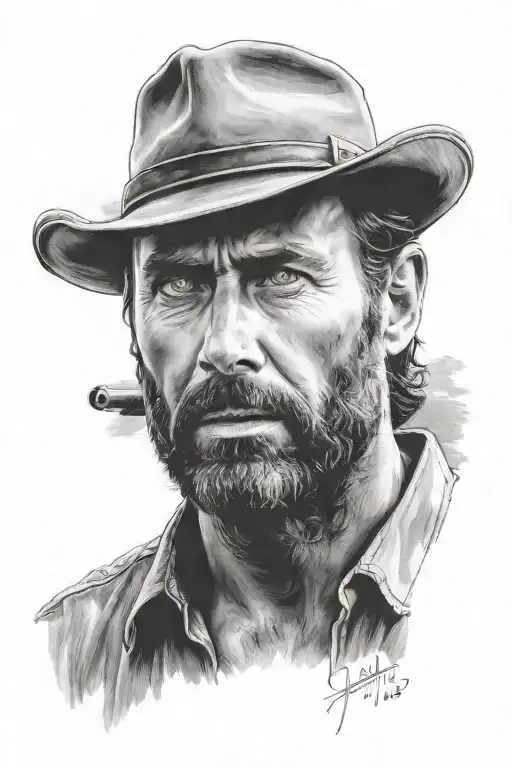 Rick Grimes black and grey portrait tattoo design idea