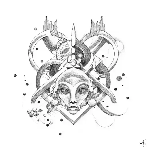 Combination of Gemini, Cancer, Libra, and capricorn tattoo design idea