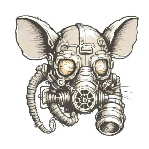 Rat in gas mask tattoo design idea