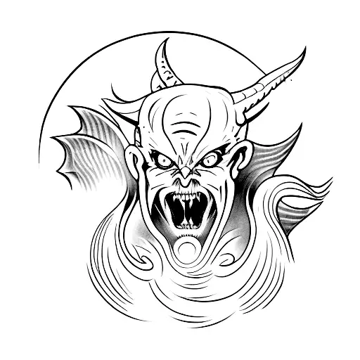 demon whispering into an angels ear  tattoo design idea