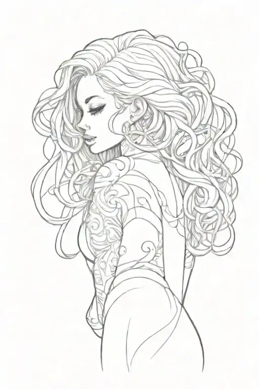self hugging curvy girl  tattoo design idea