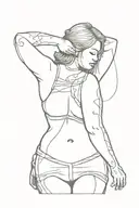 self hugging chubby girl standing tattoo design idea