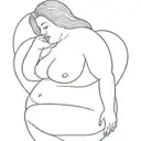 chubby girl self love line art tattoo design idea