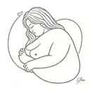 chubby girl self love line art tattoo design idea