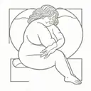 chubby girl self love line art tattoo design idea