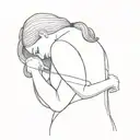 curvy girl hugging herself tattoo design idea