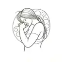 curvy girl hugging herself tattoo design idea