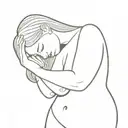 curvy girl hugging herself tattoo design idea