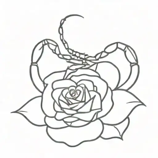 Scorpion with a rose and hidden skull face  tattoo design idea