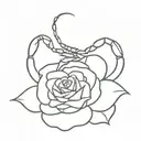 Scorpion with a rose and hidden skull face  tattoo design idea