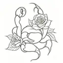 Scorpion with a rose and hidden skull face  tattoo design idea