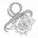Scorpion with a rose and hidden skull face  tattoo design idea
