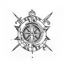 Anchor with compass tattoo design idea
