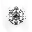 Anchor with compass tattoo design idea