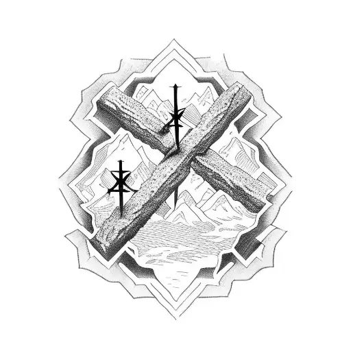 3 crosses on a mountain tattoo design idea