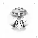 cross. god is greater than highs and lows tattoo design idea