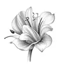 small flower bouquet with 1 lily of the valley, 1 rose, 1 daffodil, 1 poppy, and 2 violets tattoo design idea