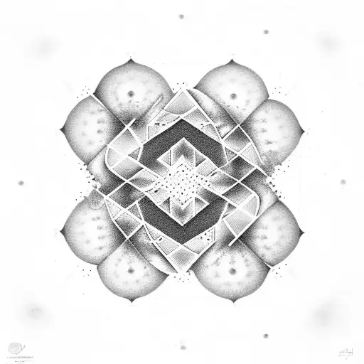 Geometric fractal pattern with psychodelic blackhole tattoo design idea