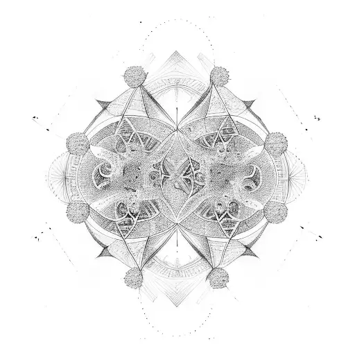 Geometric fractal pattern with psychodelic universe on forearm tattoo design idea