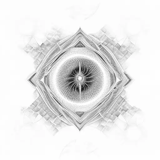Geometric fractal pattern with blackhole tattoo design idea