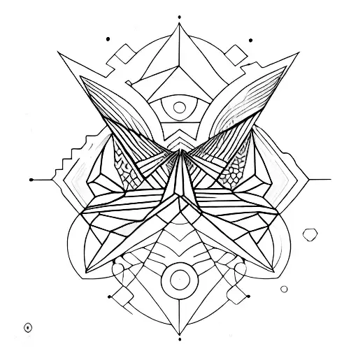 several psychedelic geometric forms on top of each other tattoo design idea