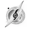 A surreal tattoo design featuring a surfer gliding through a psychedelic universe with black hole portals tattoo design idea