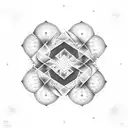 Geometric fractal pattern with psychodelic blackhole tattoo design idea