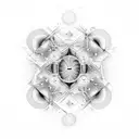 Geometric fractal pattern with psychodelic blackhole tattoo design idea