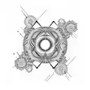 Geometric fractal pattern with psychodelic blackhole tattoo design idea