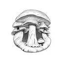 A keyhole carved into a tree trunk, revealing a magical mushroom-filled world inside tattoo design idea