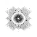 Geometric fractal pattern with blackhole tattoo design idea