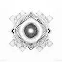 Geometric fractal pattern with blackhole tattoo design idea