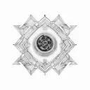 Geometric fractal pattern with blackhole tattoo design idea