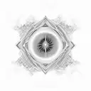 Geometric fractal pattern with blackhole tattoo design idea