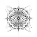 Geometric fractal pattern with blackhole tattoo design idea