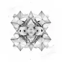 Geometric fractal pattern with blackhole tattoo design idea